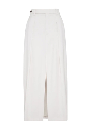 Brunello Cucinelli pleated front-split maxi skirt - White