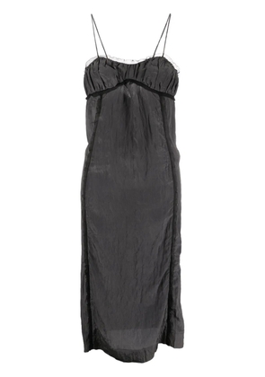 GANNI tulle-trim charmeuse slip dress - Grey