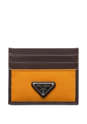 Prada triangle-logo leather card holder - Orange