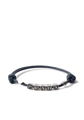 Prada lettering-logo leather bracelet - Blue