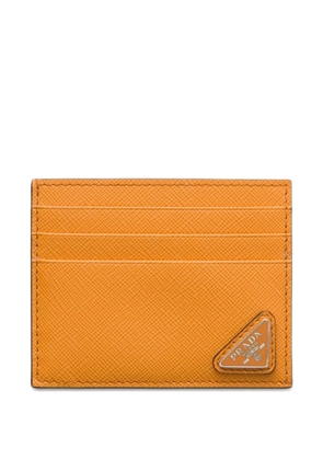 Prada triangle-logo leather card holder - Orange