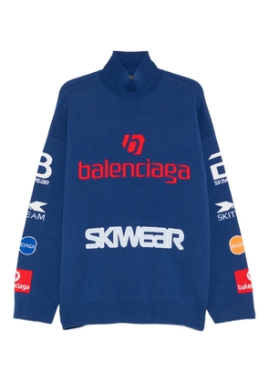 Balenciaga Sponsor jacquard turtleneck sweater - Blue