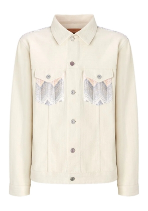 Missoni chevron-knit denim jacket - Neutrals