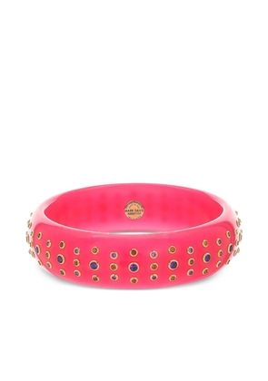 Mark Davis 18K yellow gold multi-stone Bakelite bangle bracelet - Pink