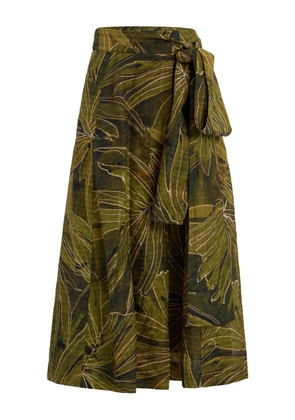 Marie Oliver Estine leaf-print wrap skirt - Green