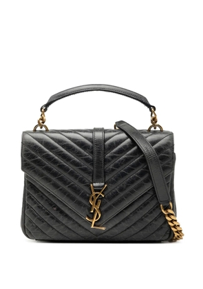 Saint Laurent Pre-Owned 2017 Medium Chevron Sheepskin Monogram College satchel - Black