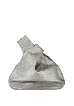 MARY SMALLWOOD Nexus knotted metallic clutch - Grey