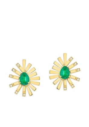 Carol Kauffmann 18K yellow gold emerald diamond earrings