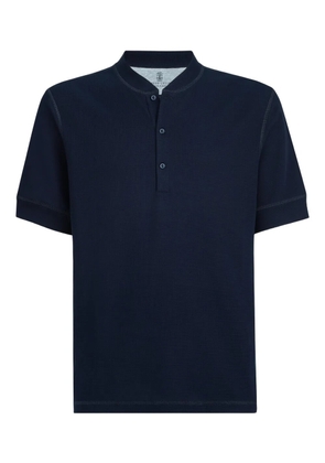 Brunello Cucinelli waffle-pattern henley-collar polo shirt - Blue