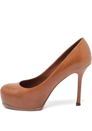 Saint Laurent Pre-Owned 110mm Tribtoo leather heeled pumps - Brown