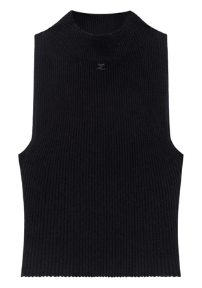 Courrèges cropped ribbed tank top - Black