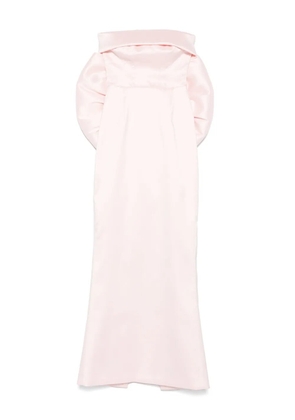 SILK LOVE & LACE off-shoulder puff-sleeve dress - Pink