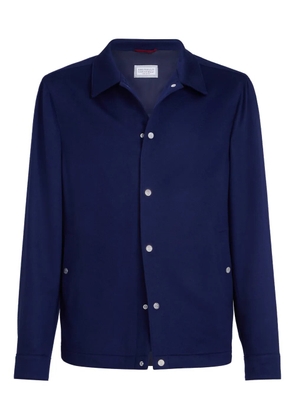 Brunello Cucinelli flannel-texture cashemere shirt jacket - Blue