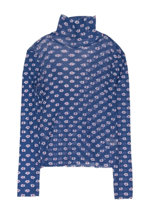 Callipygian flower-print turtleneck sweater - Blue