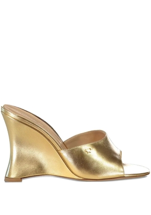 Gianvito Rossi 95mm metallic leather wedge sandals - Gold