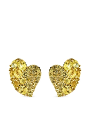 Piranesi small 18K yellow gold Heart Wave sapphire earrings