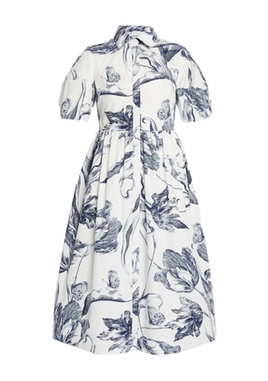 ERDEM floral-print short-sleeve midi shirt dress - Neutrals