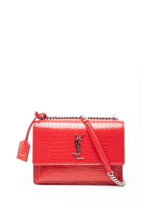 Saint Laurent Pre-Owned 2017 Medium Croc Embossed Monogram Sunset Bag crossbody bag - Red
