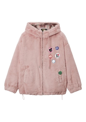 Mini Cream hooded appliqué jacket - Pink