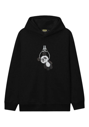 Mini Cream appliqué hooded sweater - Black