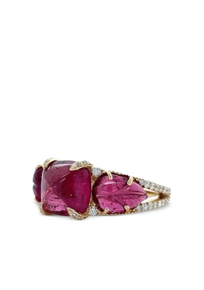 Piranesi 18K yellow gold diamond and tourmaline Sugarloaf ring - Pink