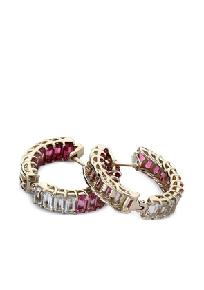 FISZMAN JEWEL 18K white gold Sugarloaf rubellite and diamond hoop earrings