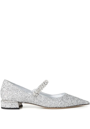 Jimmy Choo 25mm Bing crystal-embellished pointed pumps - Silver