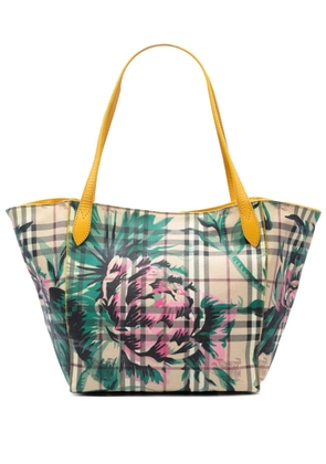 Burberry Pre-Owned 2000-2017 Small Haymarket Check Floral Print Coated Canvas Canterbury tote bag - Brown