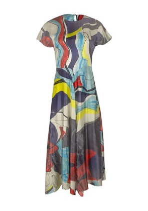 Roksanda abstract-print asymmetric dress - Blue