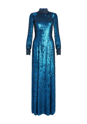 Jenny Packham Opium sequin high-neck maxi dress - Blue