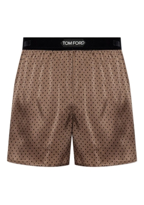 TOM FORD polka-dot pattern silk boxers - Brown