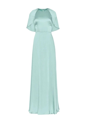 Lela Rose capele-sleeve plissé gown - Blue