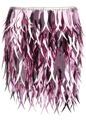 Rabanne metallic feathers mini skirt - Pink