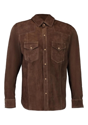 Eleventy suede button-placket shirt - Brown