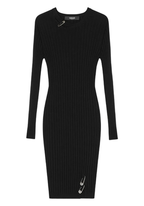 Versace Safety Pin ribbed-knit mini dress - Black