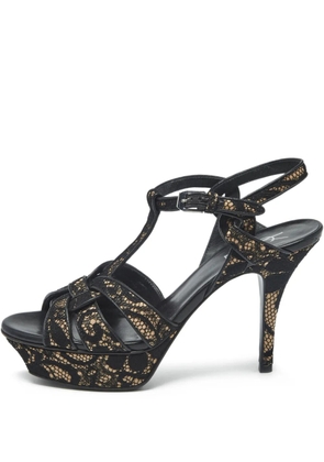 Saint Laurent Pre-Owned Tribute platform lace sandals - Black