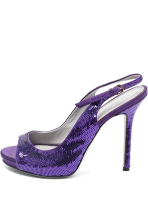 Sergio Rossi Vintage 110mm sequined slingback sandals - Purple