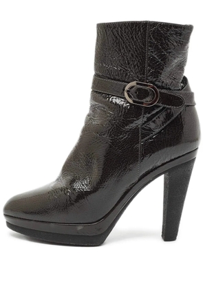 Sergio Rossi Vintage patent leather buckled boots - Grey