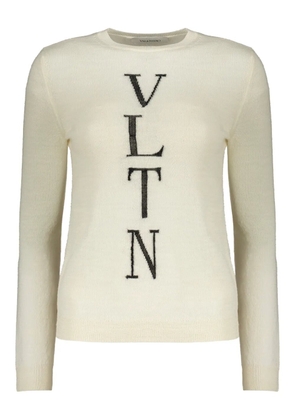 Valentino Garavani logo-embroidered crew neck sweater - Neutrals