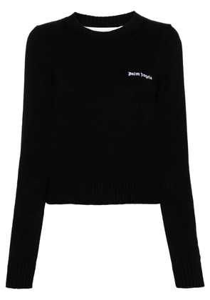Palm Angels logo-embroidered cropped jumper - Black