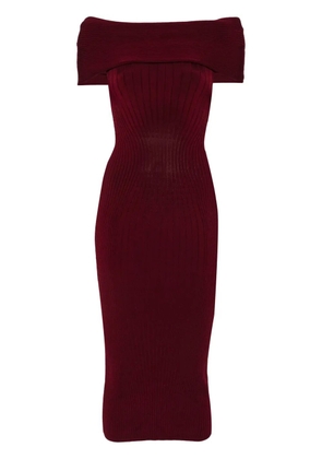 Mugler off-shoulder knit dress - Red