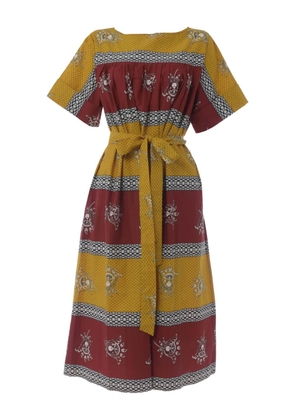 Souleiado print belted midi dress - Yellow