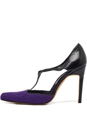 Manolo Blahnik pre-owned 110mm t-strap textured pumps - Purple
