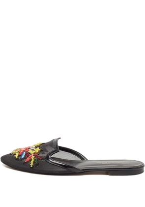 Oscar de la Renta Pre-Owned mesh embellishment mules - Black
