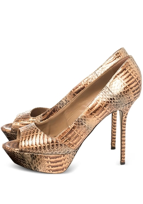Sergio Rossi Vintage 125mm snakeskin platform pumps - Brown