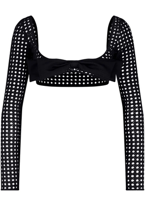 Giambattista Valli bow-detail crochet cropped top - Black
