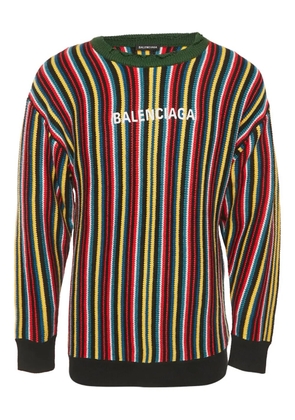 Balenciaga Pre-Owned striped logo-embroidered sweater - Black