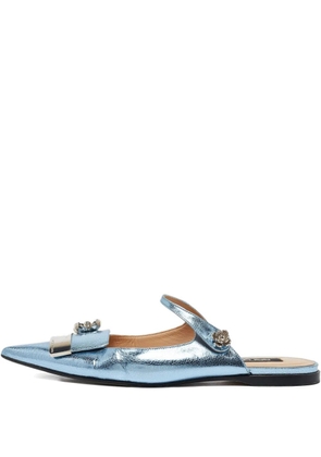 Sergio Rossi Vintage metallic-leather buckled mules - Blue