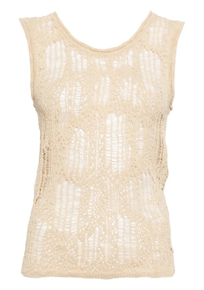 System distressed open-knit top - Brown