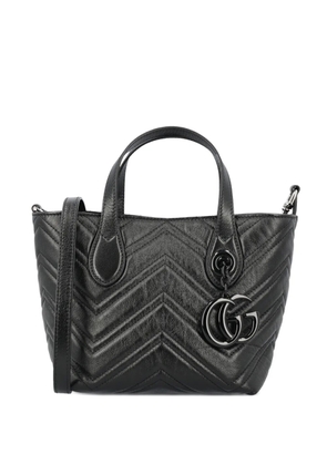Gucci chevron logo charm shoulder bag - Black